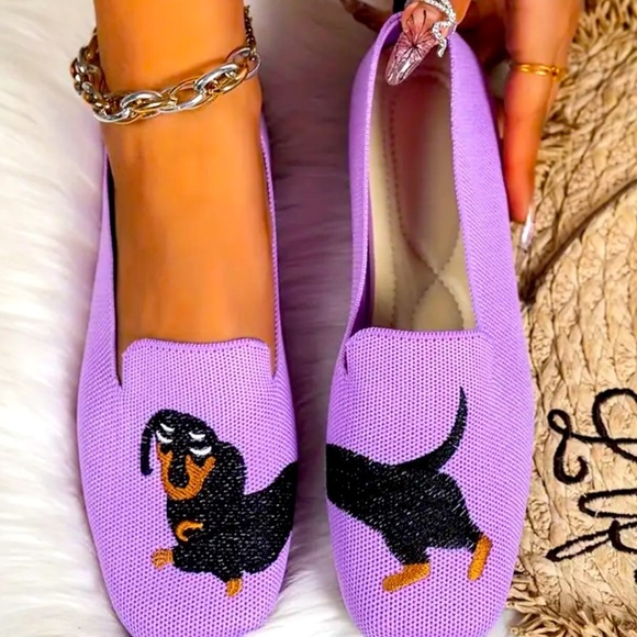 Shoes - New - Dachshund Flats NWT Sz 39 Purple